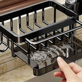 Sponge Holder for Kitchen Sink, Hanging Faucet Drain Rack with Hook, Kitchen Sink Organizer with Divider and Drip Tray In Australia - Darrahopens