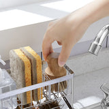 Sink Sponge Holder Kitchen Sink Caddy Organizer, Sponge Dish Brush Soap Dispenser Holder with Removable Drain Tray for Countertop