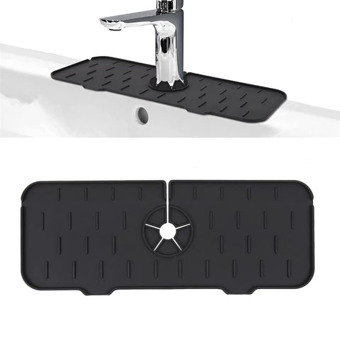 Kitchen Faucet Sink Splash Guard, Silicone Faucet Water Catcher Mat – Sink Draining Pad Behind Faucet,(Black) In Australia - Darrahopens