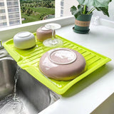 Dish Drying Rack Kitchen Dish Drainer Rack with Drainage System Fast Drying Space-Saving Design Drain Tray Cutlery Bowls （2pcs）