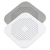 Square Drain Cover for Shower Drain Hair Catcher Flat Silicone Plug for Bathroom and Kitchen Filter Shower 4 Pack(Grey And white)