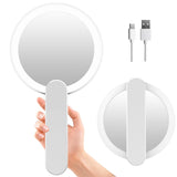 Handheld Mirror with Lights with Swivel Handle, Perfect for Travel, Compact, Pocket, Purse, Folding, with USB Charging