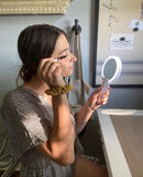 Handheld Mirror with Lights with Swivel Handle, Perfect for Travel, Compact, Pocket, Purse, Folding, with USB Charging