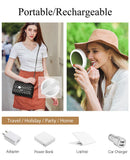 Handheld Mirror with Lights with Swivel Handle, Perfect for Travel, Compact, Pocket, Purse, Folding, with USB Charging