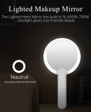Handheld Mirror with Lights with Swivel Handle, Perfect for Travel, Compact, Pocket, Purse, Folding, with USB Charging