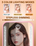 Magnification LED Compact Mirror with 3 Light Colors & Adjustable Brightness, Small Vanity Mirror Handheld for Purses – Pink In Australia - Darrahopens