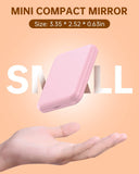 Magnification LED Compact Mirror with 3 Light Colors & Adjustable Brightness, Small Vanity Mirror Handheld for Purses – Pink