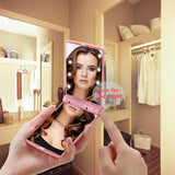 Makeup Mirror, Compact Mirror Travel Folding with Lights, Portable Handheld Mini Pocket Purse Size Mirrors for Women (Pink)