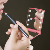 Makeup Mirror, Compact Mirror Travel Folding with Lights, Portable Handheld Mini Pocket Purse Size Mirrors for Women (Pink)