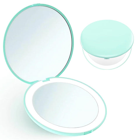 LED Lighted Travel Makeup Mirror 1x/10x Magnification Portable Small Hand held Makeup Mirror for Handbag Purse Pocket In Australia - Darrahopens