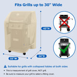 2 Burner Grill Cover 32 Inch, Outdoor Heavy Duty Waterproof Small Gas BBQ Cover, More Grills with Collapsed Side Tables, Beige