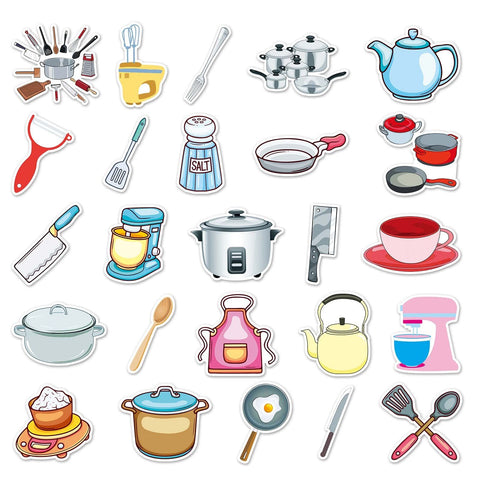 Kitchen Utensil Stickers for Water Bottle,Waterproof Vinyl 50pcs Stickers for LaptopComputer Phone Bumper Skateboard Luggage In Australia - Darrahopens