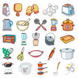 Kitchen Utensil Stickers for Water Bottle,Waterproof Vinyl 50pcs Stickers for LaptopComputer Phone Bumper Skateboard Luggage