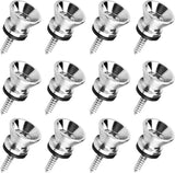 12pcs Guitar Strap Locks Metal Strap Buttons Metal End Pins Flat Head for Acoustic Classical Electric Guitar (Pack of 12) (Silver) In Australia - Darrahopens