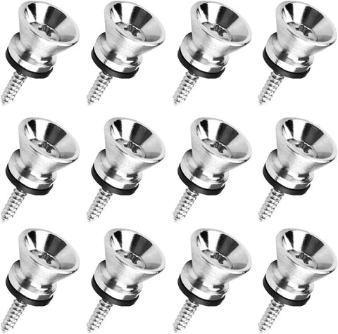 12pcs Guitar Strap Locks Metal Strap Buttons Metal End Pins Flat Head for Acoustic Classical Electric Guitar (Pack of 12) (Silver) In Australia - Darrahopens