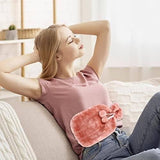 Hot Water Bottle with Faux Fluffy Cover Large 2L Capacity Leakproof Rubber Hot Water Bag Best for Relief from Back Neck and Leg