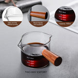 2 Pack Double Spouts Measuring Cup with Wooden Handle, Milk Cup 75ML, Espresso Shot Glasses Triple Pitcher Barista Double Spouts In Australia - Darrahopens