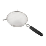 Double Fine Mesh Strainer Stainless Steel Handle Length Black Plastic Handle- Kitchen Utensil Food Strainer Skimmer Spoon