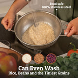 Stainless Steel Kitchen Strainer For Washing Rice, Pasta And Small Grains fruits or strain rice faster than ever In Australia - Darrahopens