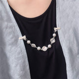 3 pieces Pearl Crystal Sparkling Teardrop Chain Dresses Shawl Clip Retro Sweater Collar Clips Retro Cardigan Clip Shawl  Clips