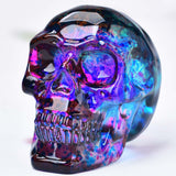 Crystal Skull Head Statues Skull Figurines Glass Skull Gemstone Halloween Decor Gifts for Women Plating Blue