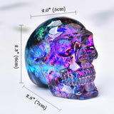 Crystal Skull Head Statues Skull Figurines Glass Skull Gemstone Halloween Decor Gifts for Women Plating Blue