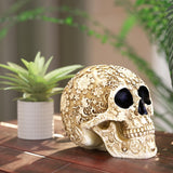 Life Size Skull Resin Floral Human Skull Model Adult Head Bone Model Day of The Dead Décor ade from nature resin In Australia - Darrahopens
