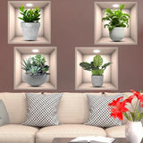 4 Pack  3D Green Plants Wall Stickers Botanical Plants Wall Decals for Bedroom  Living  Room Kitchen In Australia - Darrahopens