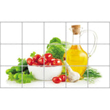 Wall Stickers Cherry Tomatoes Cucumber Onion Butter Backsplash Tile Decor Decals (17.72 inches x 27.56 inches, Green Vegetables)
