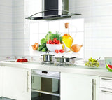 Wall Stickers Cherry Tomatoes Cucumber Onion Butter Backsplash Tile Decor Decals (17.72 inches x 27.56 inches, Green Vegetables)