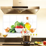 Wall Stickers Cherry Tomatoes Cucumber Onion Butter Backsplash Tile Decor Decals (17.72 inches x 27.56 inches, Green Vegetables)