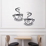 2 PCS Coffee Bar Wall Decor Coffee Bar Sign Wall Sticker Two Coffee Cup Art Wall Decal Sticker Removable Signs for Kitchen Coffee In Australia - Darrahopens