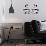 2 PCS Coffee Bar Wall Decor Coffee Bar Sign Wall Sticker Two Coffee Cup Art Wall Decal Sticker Removable Signs for Kitchen Coffee In Australia - Darrahopens