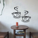 2 PCS Coffee Bar Wall Decor Coffee Bar Sign Wall Sticker Two Coffee Cup Art Wall Decal Sticker Removable Signs for Kitchen Coffee In Australia - Darrahopens