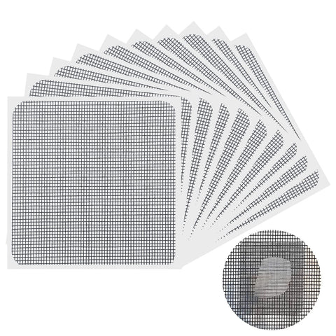 Window Screen Repair Patch, 3-Layer Strong Adhesive Window Screen Mesh Tape, Repair for Window and Door Tears (10cm x 10cm)，Black