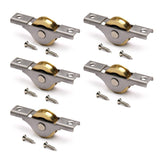 5Pcs Copper Electroplating Single Wheels 1" / 26mm Dia Sliding Wheel Door Window Pulley Stainless Steel Shell for Wardrobe