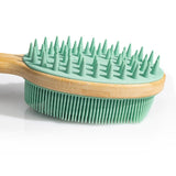 Silicone Body Scrubber with Long Handle, Dual-Sided Exfoliating Back Scrubber, 2 in 1 Bath Shower Brush for Dry and Wet - Green In Australia - Darrahopens