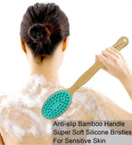 Silicone Body Scrubber with Long Handle, Dual-Sided Exfoliating Back Scrubber, 2 in 1 Bath Shower Brush for Dry and Wet - Green In Australia - Darrahopens
