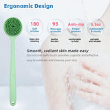 Silicone Back Scrubber for Shower Set(2 Pack), Silicone Body Scrubber, Dual-Sided Silicone Bath Body Brush with Long Handle and