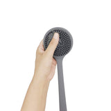 Silicone Back Scrubber for Shower Bath Body Brush with Long Handle (Gray)silicone shower brush is easy to clean by hand washing.