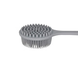 Silicone Back Scrubber for Shower Bath Body Brush with Long Handle (Gray)silicone shower brush is easy to clean by hand washing.