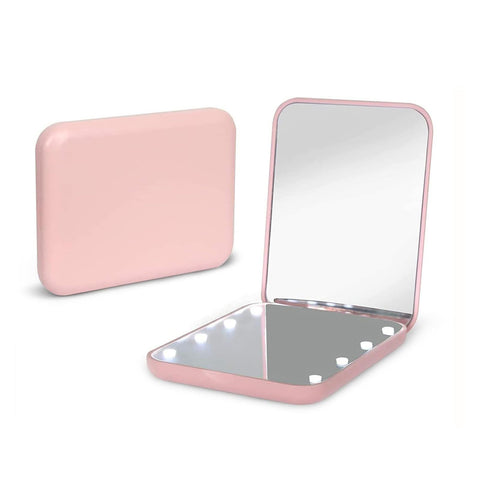 LED Compact Travel Makeup Mirror with Light for Purse, 2-Sided, Portable, Folding, Handheld, Small Lighted Mirror for Gift, Pink In Australia - Darrahopens