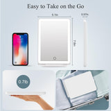 Portable Lighted Beauty Mirror, 3 Color Lighting, Dimmable Touch Screen, Tabletop LED Folding Cosmetic Vanity Mirror