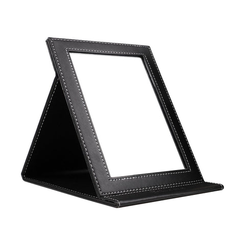 Folding Mirror Portable Travel PU Portable Adjustable Rectangular Ultrathin Vanity Mirror with Stand, for Travel, Camping,Home