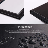 Folding Mirror Portable Travel PU Portable Adjustable Rectangular Ultrathin Vanity Mirror with Stand, for Travel, Camping,Home