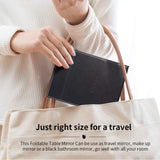Folding Mirror Portable Travel PU Portable Adjustable Rectangular Ultrathin Vanity Mirror with Stand, for Travel, Camping,Home