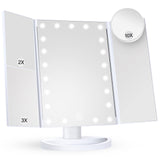 Lighted Makeup Mirror, Touch Control, Trifold Makeup Mirror, Dual Power Supply, Portable LED Makeup Mirror, Women Gift (White) In Australia - Darrahopens