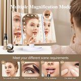 Lighted Makeup Mirror, Touch Control, Trifold Makeup Mirror, Dual Power Supply, Portable LED Makeup Mirror, Women Gift (White) In Australia - Darrahopens