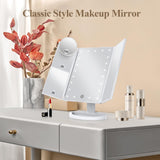 Lighted Makeup Mirror, Touch Control, Trifold Makeup Mirror, Dual Power Supply, Portable LED Makeup Mirror, Women Gift (White) In Australia - Darrahopens