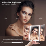 Lighted Makeup Mirror with 3 Color Lighting, Mirror with Extra Round 10X Magnifying Mirror,Dual Power Supply(Rose Gold)